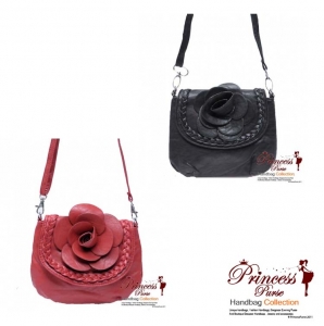 6 Piece Bulk Buy!!Designer Inspired Small Leatherette Messenger Bag with Flower Center Piece
